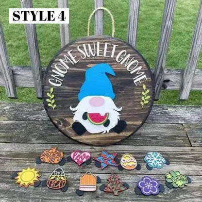 🎅Saisonangebot🌟Ihr ganzjähriges Fest der Kreativität!🎄Austauschbares hölzernes Gnom-Willkommensschild🎈