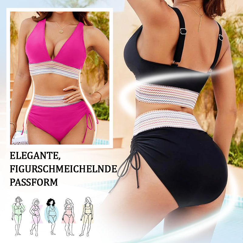 🔥2025 Neuer Typ 49% Rabatt💥Hoch taillierte Bikini-Sets mit Bauchkontrolle und Farbblock-Design👙