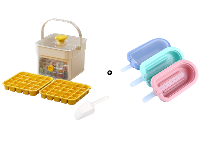 ⏰️Letzter Tag für kostenlosen Versand⌛️🧊 Eiswürfelform mit Aufbewahrungsbehälter & Ein-Knopf-Bedienung – müheloses Entnehmen, perfekt für Zuhause, Partys & Balkon