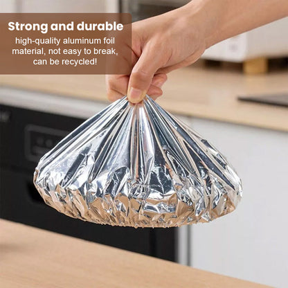 🔥Kostenloser Versand & 50 % Rabatt🔥Elastische Aluminiumfolie Hoezen (Set) | Houdt Eten Warm & Vers | Wegwerp Afdekhoezen voor BBQ, Picknick & Restjes