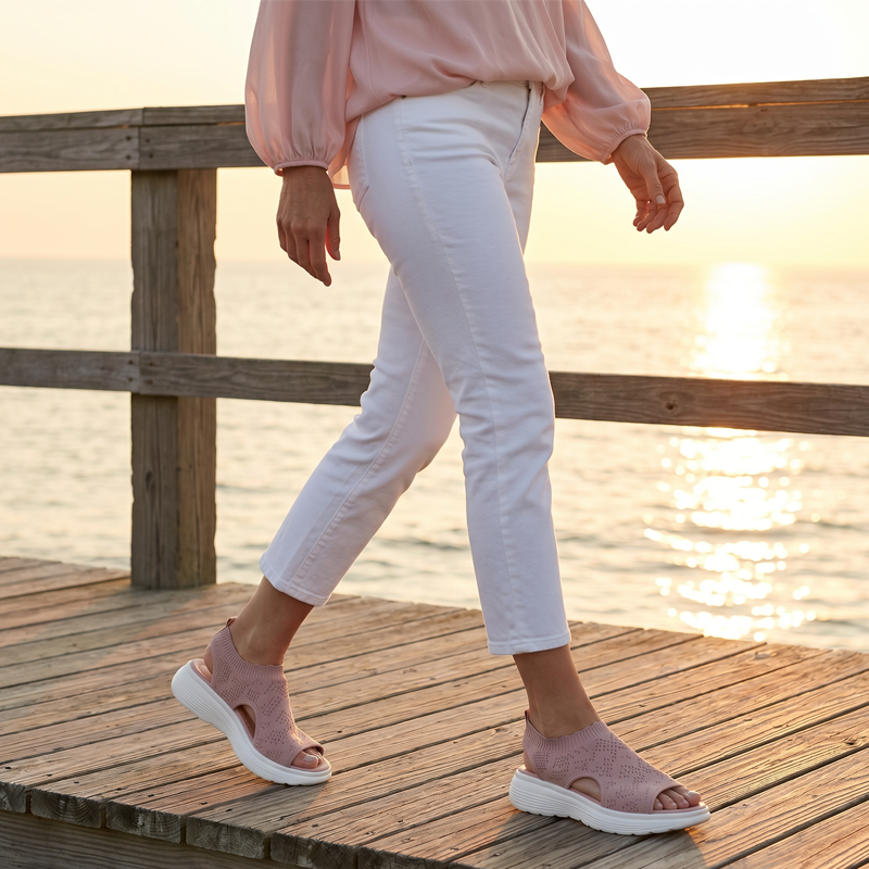 ⏰️Letzter Tag für kostenlosen Versand⌛️Atmungsaktive Plateau-Sandalen aus Strick für Damen