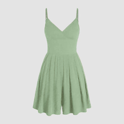 ☀️Summer Essential-Limited Time Low Price💕Women's Casual Adjustable Plain Backless Wrap Cami Romper