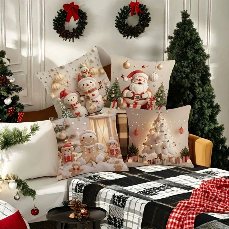 ⏰Letzter Tag: €12,99 für 4 Stück!!⚡50K+ verkauft!💕Kissenbezug mit Weihnachtsthema🎁
