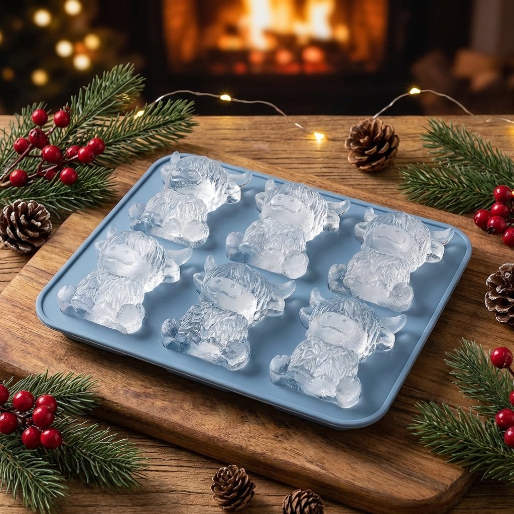 🐮 Mini-Highland-Cow-Eiswürfelform – niedliche 3D-Eiswürfel für Getränke, Partys & Geschenke