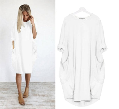 🔥Heiss 49% Rabatt - Langärmliges lässiges lockeres Taschenkleid🎁Kaufen 3 Bezahlen 2