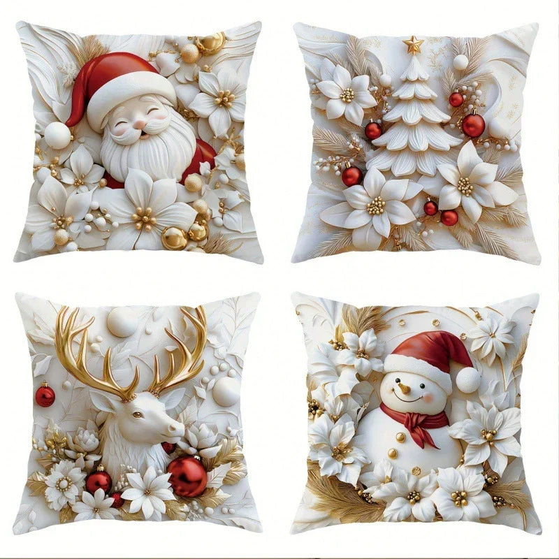 ⏰Letzter Tag: €12,99 für 4 Stück!!⚡50K+ verkauft!💕Kissenbezug mit Weihnachtsthema🎁