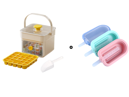 ⏰️Letzter Tag für kostenlosen Versand⌛️🧊 Eiswürfelform mit Aufbewahrungsbehälter & Ein-Knopf-Bedienung – müheloses Entnehmen, perfekt für Zuhause, Partys & Balkon