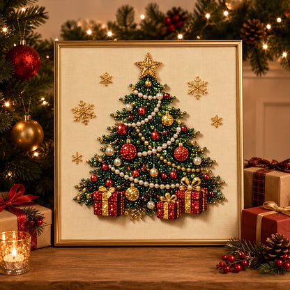 🎄 LETZTER TAG: 49 % RABATT –DIY Weihnachts-Perlenkunst-Set | Beflockte Leinwand mit kratzfesten, farbbeständigen Perlen – festliche DIY-Deko 🎅⛄❄️