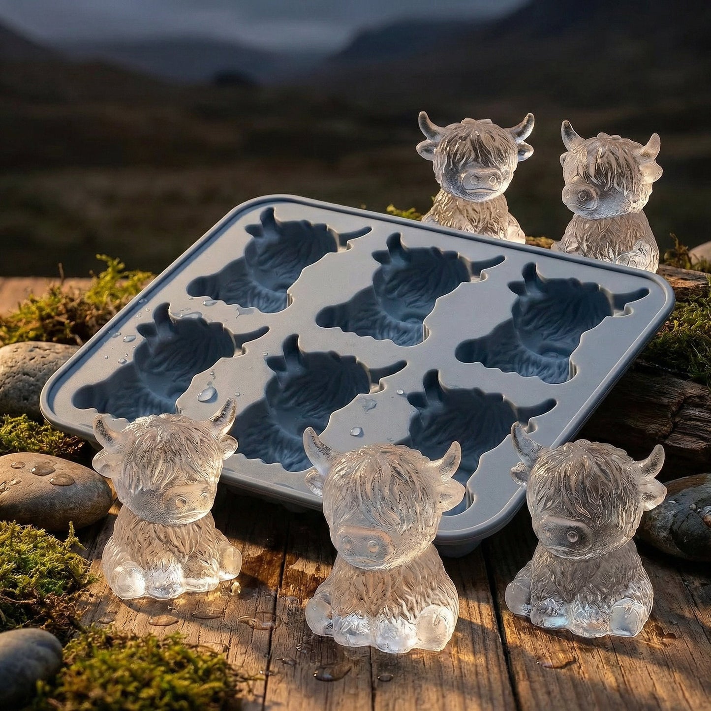 🐮 Mini-Highland-Cow-Eiswürfelform – niedliche 3D-Eiswürfel für Getränke, Partys & Geschenke