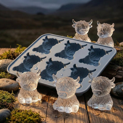 🐮 Mini-Highland-Cow-Eiswürfelform – niedliche 3D-Eiswürfel für Getränke, Partys & Geschenke