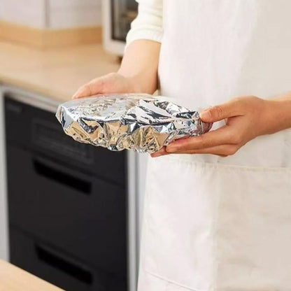 🔥Kostenloser Versand & 50 % Rabatt🔥Elastische Aluminiumfolie Hoezen (Set) | Houdt Eten Warm & Vers | Wegwerp Afdekhoezen voor BBQ, Picknick & Restjes