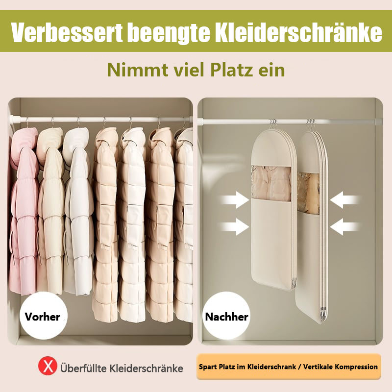 🔥2025 HEISS✨️Platzsparender hängender Kleidersack mit Selbstkompressionsreißverschluss