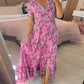 💃Heiss 50% Rabatt🔥Kostenloser Versand - Bequemes V-Ausschnitt Blumenkleid🌷Kauf 2 spar 10%