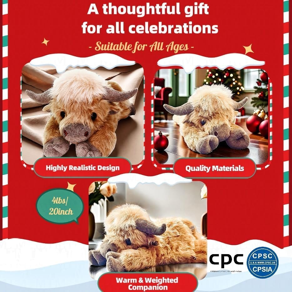 🐂🎁Cute Cartoon Highland Cow Cuddly Toy🏆High-quality Official Store