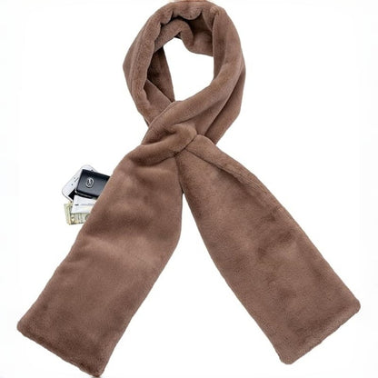 🔥Neujahrsangebot €12.99!!⚡50K+ verkauft!🧣Ultraweicher Kunstfell-Durchziehschal mit geheimer Reißverschlusstasche