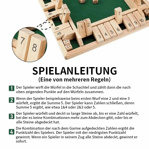 🎅Weihnachtsangebot 50% Rabatt🔥LUSTIGE FAMILIENSPIELE - Shut-The-Box Brettspiel🎲