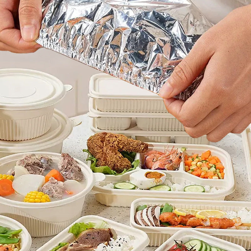 🔥Kostenloser Versand & 50 % Rabatt🔥Elastische Aluminiumfolie Hoezen (Set) | Houdt Eten Warm & Vers | Wegwerp Afdekhoezen voor BBQ, Picknick & Restjes