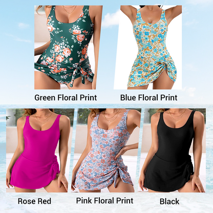 ⏳👙 LIMITED-TIME OFFER 50% OFF! Women's One-Piece Swimsuit with Tie Skirt & Built-in Shorts – High Waist for Tummy Control, Adjustable Straps, Removable Pads, Perfect for Beach & Pool 🌊