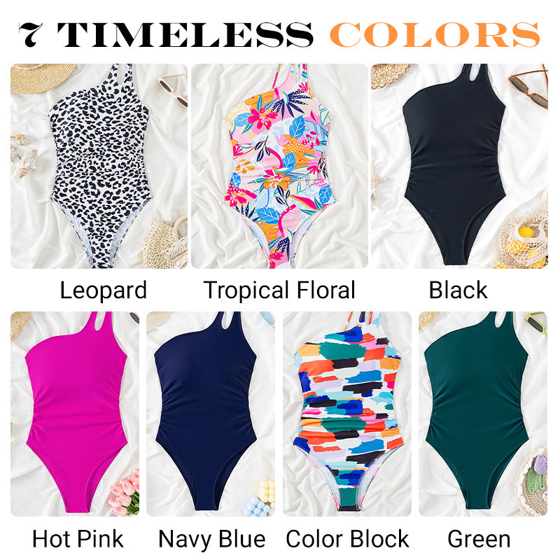 💖LAST DAY SPECIAL PRICE: ￡11.99!!💖Women's Cutout One Shoulder One Piece Swimsuit👙