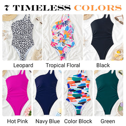 💖LAST DAY SPECIAL PRICE: ￡11.99!!💖Women's Cutout One Shoulder One Piece Swimsuit👙