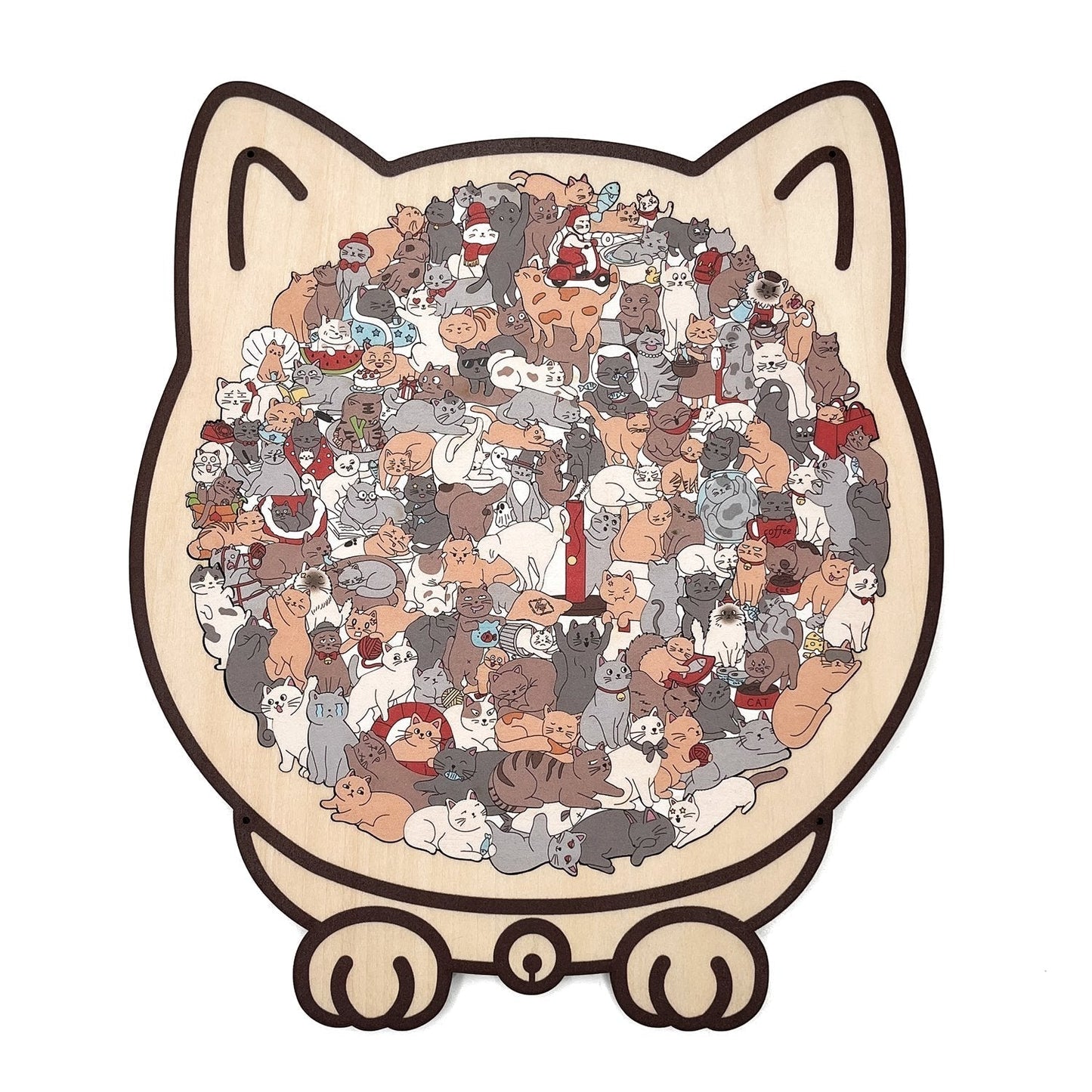 🎅Weihnachtsverkauf 49% Rabatt🐱135-Stk. Morandi-farbiges Katzenpuzzle aus Holz🎁
