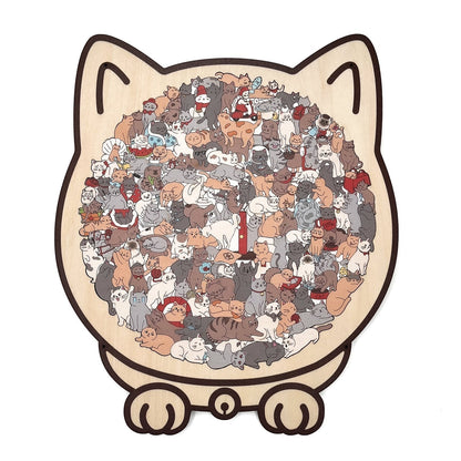 🎅Weihnachtsverkauf 49% Rabatt🐱135-Stk. Morandi-farbiges Katzenpuzzle aus Holz🎁