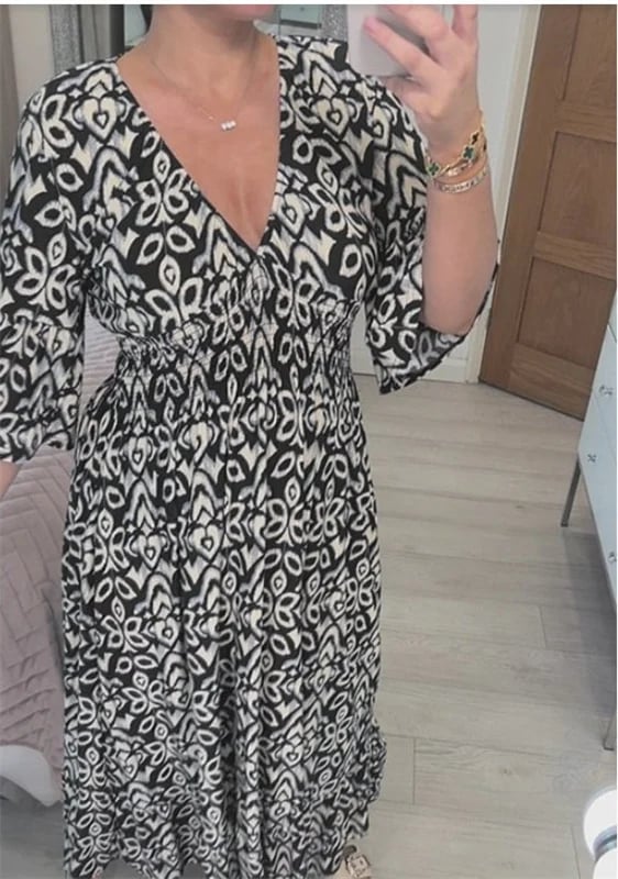 🔥Neujahrsangebot 60% Rabatt🌸Lässiges V-Ausschnitt Blumenkleid