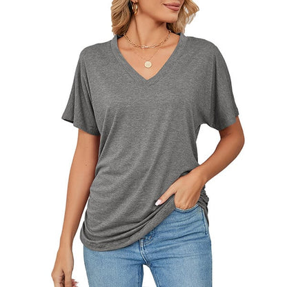 💕Heiß - BIS ZU 50% RABATT🌷V-Ausschnitt Damenoberteile in Unifarben und lockerem Schnitt✨
