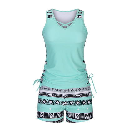 🔥LAST DAY 60% OFF - Miraclesuit Women's 2-Piece Tummy Control Tankini Set with Built-In Bra – Flattering Boho Swimwear with Shorts🔥 Buy 2 Free Shipping