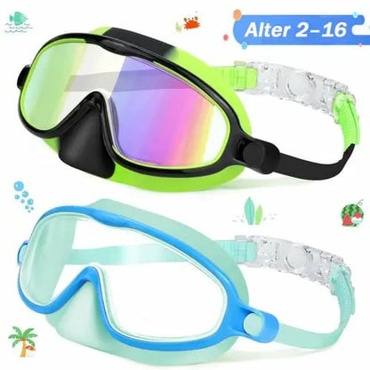 🔥Kostenloser Versand & 50 % Rabatt🔥HD-Schwimmbrille für Kinder 3-18 Jahre  mit großem Rahmen, wasserdicht und beschlagfrei