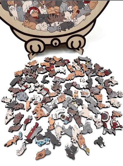 🎅Weihnachtsverkauf 49% Rabatt🐱135-Stk. Morandi-farbiges Katzenpuzzle aus Holz🎁