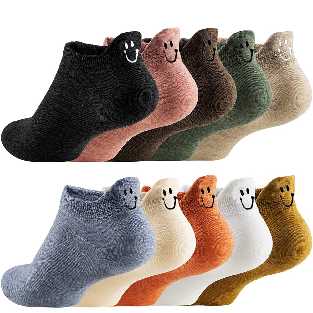 🔥Letzter Tag der Aktion: Nur €10,99!!⏰🔥10 Paar Cartoon-Socken mit gesticktem Lächeln für alle Jahreszeiten