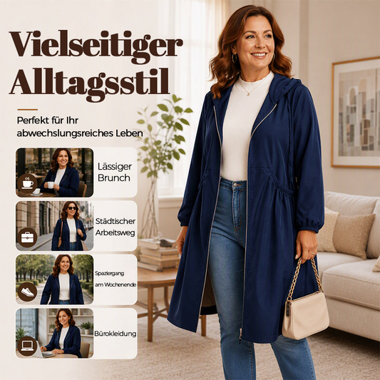 ⏳ Nur für kurze Zeit 60% Rabatt! 🧥Größere Größen | Damen-Midilange Jacke mit Kapuze für den Alltag