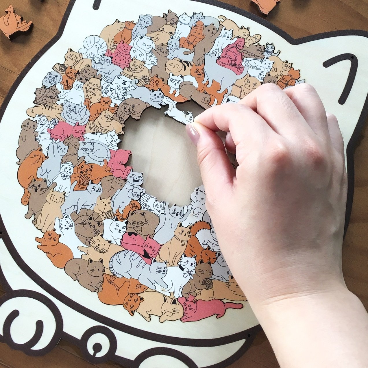 🎅Weihnachtsverkauf 49% Rabatt🐱135-Stk. Morandi-farbiges Katzenpuzzle aus Holz🎁