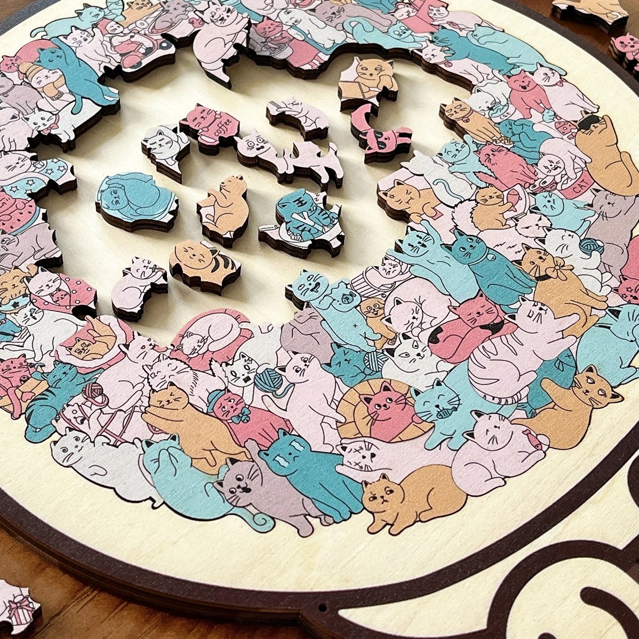 🎅Weihnachtsverkauf 49% Rabatt🐱135-Stk. Morandi-farbiges Katzenpuzzle aus Holz🎁
