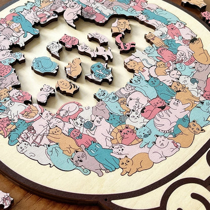 🎅Weihnachtsverkauf 49% Rabatt🐱135-Stk. Morandi-farbiges Katzenpuzzle aus Holz🎁