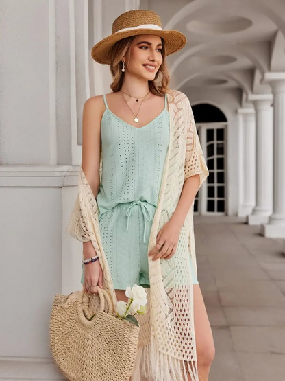 ⏰️Letzter Tag für kostenlosen Versand⌛️😍  Damen Oversize-Häkelcardigan mit Fransen – Leichter Boho-Kimono für Frühling & Sommer 🌸