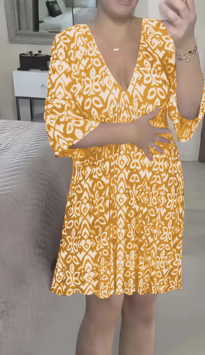 🔥Großer Verkauf - 49% RABATT🔥Mini-Boho-Kleid mit V-Ausschnitt