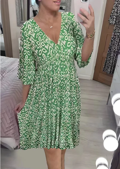 🔥Großer Verkauf - 49% RABATT🔥Mini-Boho-Kleid mit V-Ausschnitt