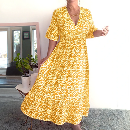 🔥Neujahrsangebot 60% Rabatt🌸Lässiges V-Ausschnitt Blumenkleid