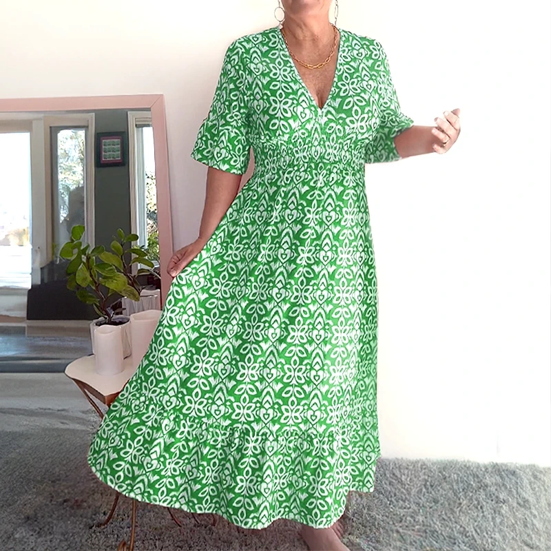 🔥Neujahrsangebot 60% Rabatt🌸Lässiges V-Ausschnitt Blumenkleid