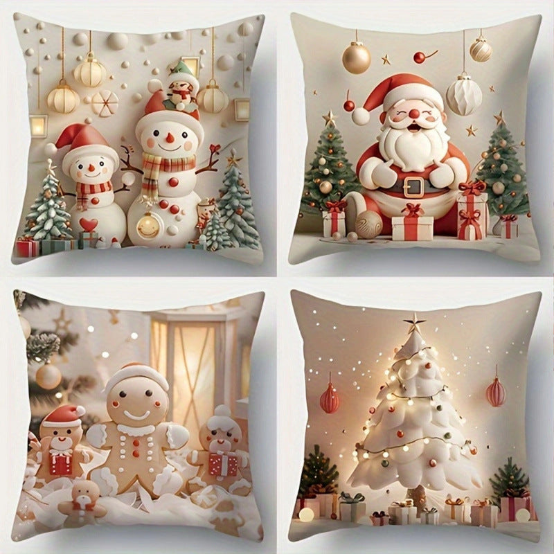 ⏰Letzter Tag: €12,99 für 4 Stück!!⚡50K+ verkauft!💕Kissenbezug mit Weihnachtsthema🎁