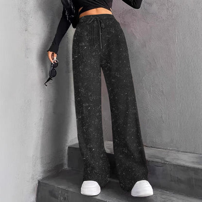 💖Neujahrsverkauf 60% Rabatt🥰Damen-Glitzer-Pailletten-Hose mit weitem Bein und elastischem Bund