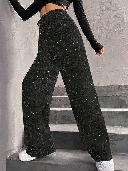 💖Neujahrsverkauf 60% Rabatt🥰Damen-Glitzer-Pailletten-Hose mit weitem Bein und elastischem Bund