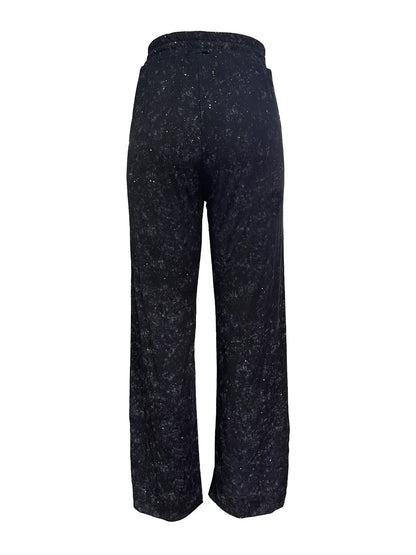 💖Neujahrsverkauf 60% Rabatt🥰Damen-Glitzer-Pailletten-Hose mit weitem Bein und elastischem Bund