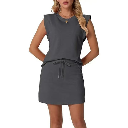 🌺🔥 57% RABATT ⏰ Modernes Damen-Set – ärmelloses Top & Rock mit Kordelzug ✨ luftig, stilvoll & perfekt für den Sommer ☀️