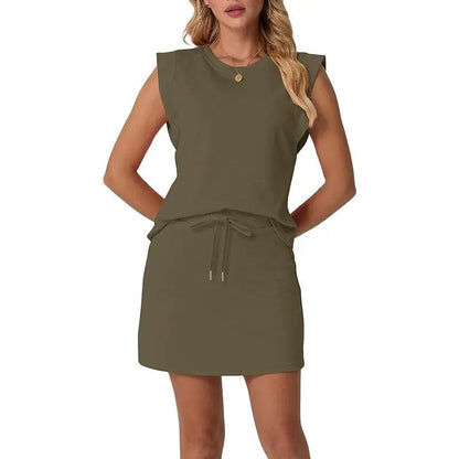 🌺🔥 57% RABATT ⏰ Modernes Damen-Set – ärmelloses Top & Rock mit Kordelzug ✨ luftig, stilvoll & perfekt für den Sommer ☀️