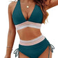 🔥2026 Neuer Typ 49% Rabatt💥👙Hoch taillierte Bikini-Sets mit Bauchkontrolle und Farbblock-Design