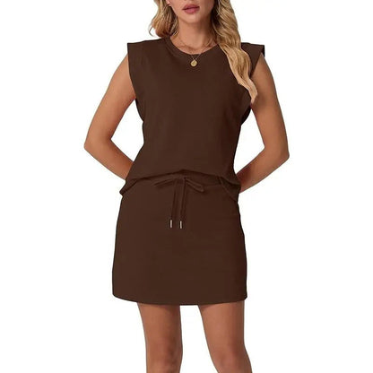 🌺🔥 57% RABATT ⏰ Modernes Damen-Set – ärmelloses Top & Rock mit Kordelzug ✨ luftig, stilvoll & perfekt für den Sommer ☀️