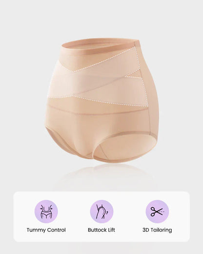 ✨Letzter Tag – Kaufe 1 bekomme 3✨Übergrößen hochgeschnittene Bauchkontroll-Slips mit Kreuz-Design